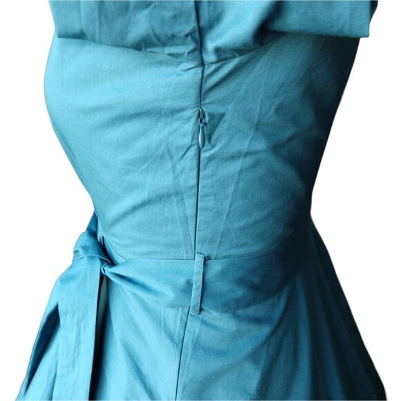 MoDa of New York Turquoise Retro Style Wrap Dress XL new w/imperfection DressV - Picture 6 of 16
